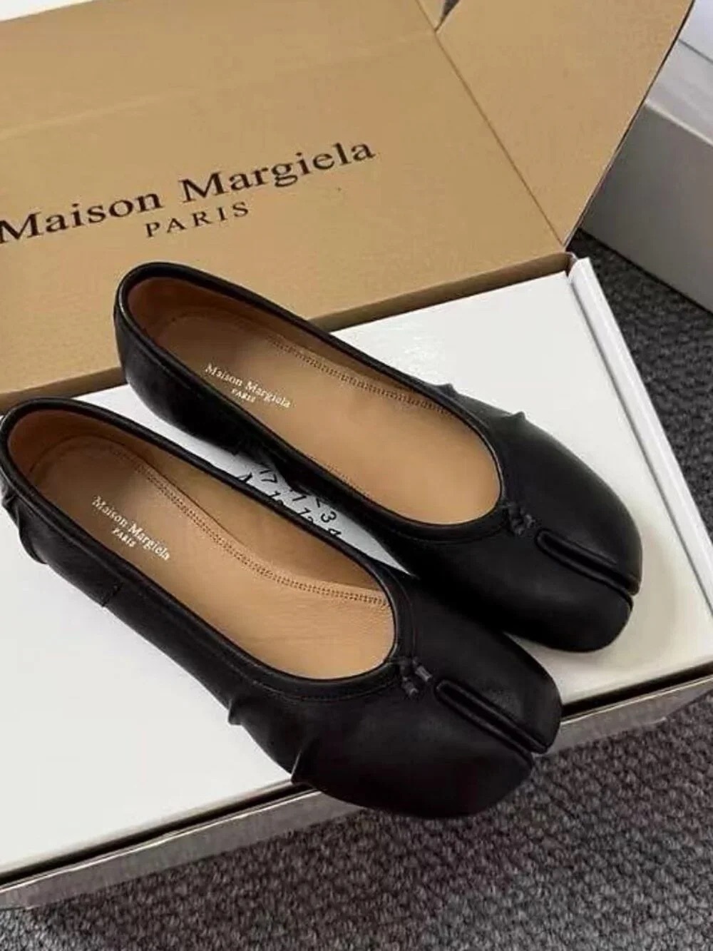 Maison Martin Margiela Black Tabi Split Toe Ballet Flats